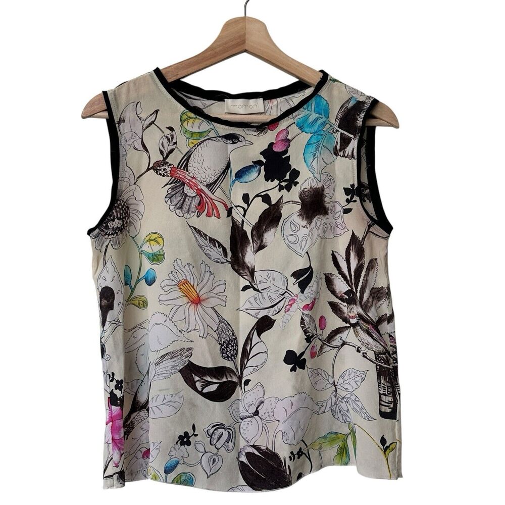 Momoni Silk blouse Size IT38 US 4 Floral Sleeveless ITALY made